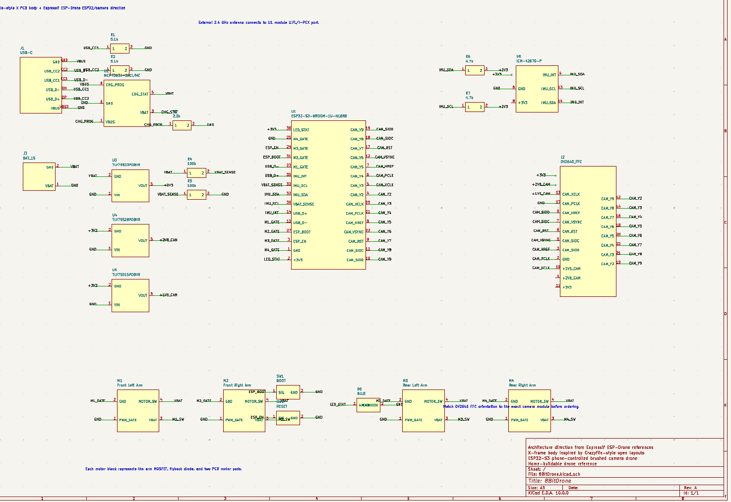 8Bit-Drone Schematic - ESP32-S3 Drone Controller