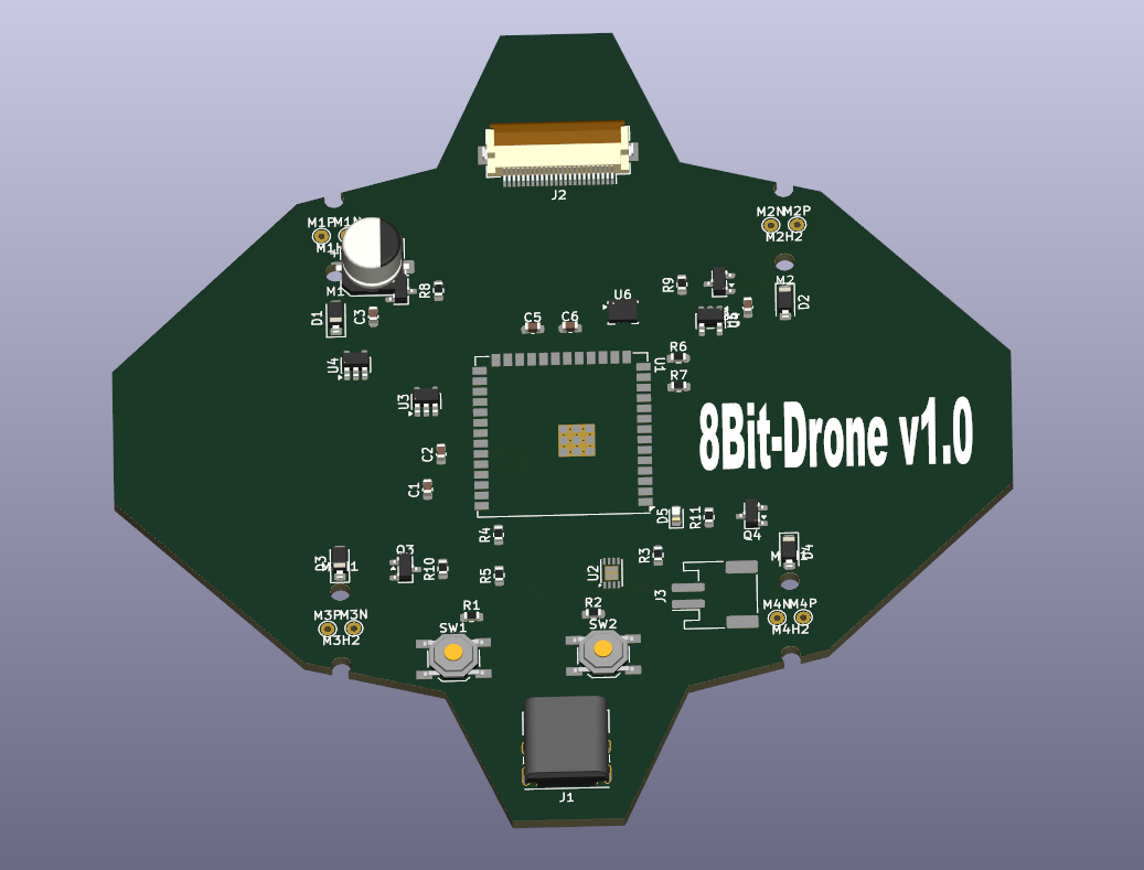 8Bit-Drone v1.0 - 3D PCB Render by 8-Bit Lab Engineering