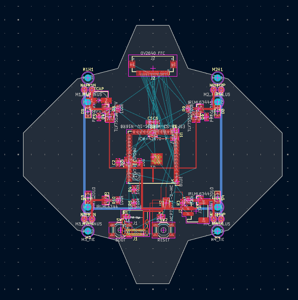 8Bit-Drone PCB Layout - Custom Drone Shape
