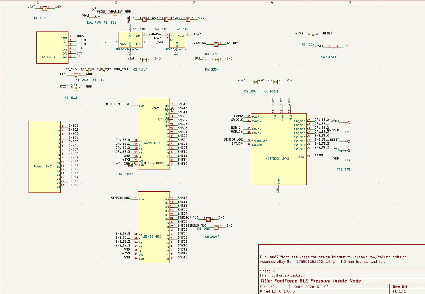 FootForze Schematic - Bluetooth Pressure Sensor System